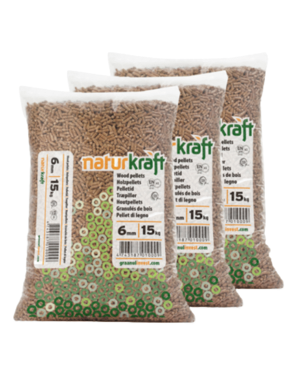 Demi-Palette Naturkraft Granulés de Bois – 34 Sacs x 15 kg (510 kg)