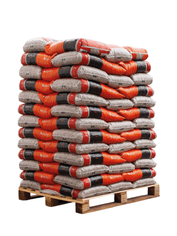 Palette de Pellets Bois Dur Heizfuxx Rouges – 65 sacs de 15 kg (975 kg)