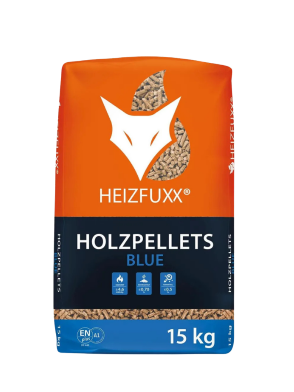 Palette de Pellets Bois Résineux Heizfuxx Bleus – 65 sacs de 15 kg (975 kg)
